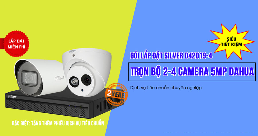 Lắp đặt trọn bộ camera DAHUA 5MP SILVER D42019-4 tích hợp mic
