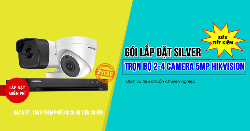 Trọn bộ 2 camera HIKVISION 5MP gói SILVER H42019-4