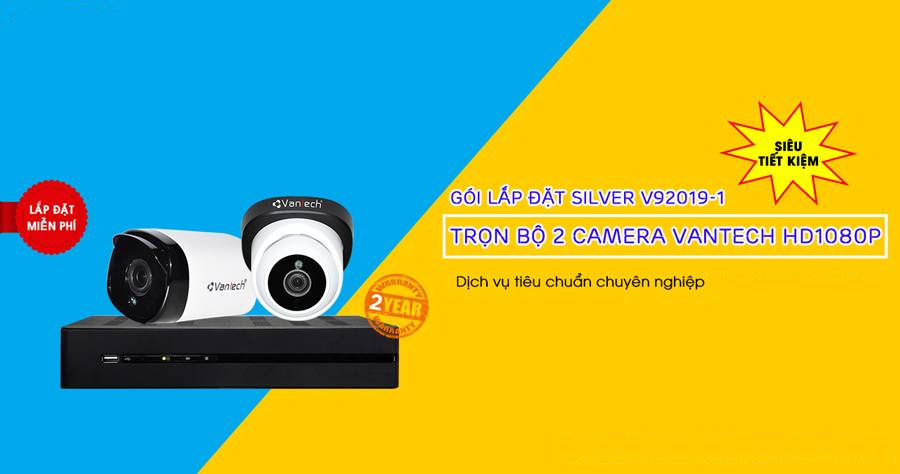 Trọn bộ 2 camera VANTECH HD1080P (gói SILVER V92019-1) giá rẻ